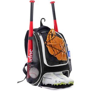 Youth Baseball Bag - Bat Backpack for Baseball, T-Ball & Softball Equipment